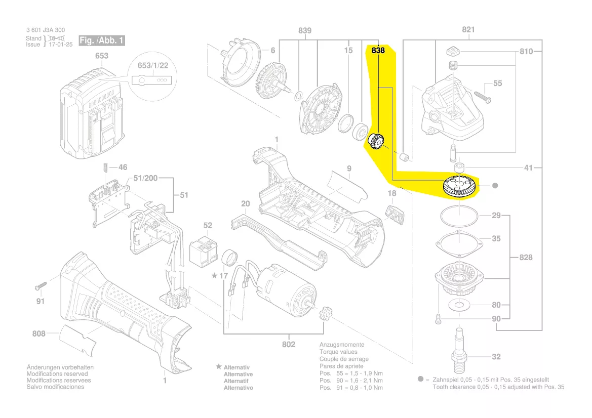 renvoi d\'angle GWS 18 V-LI, GWS 18-125 V-LI